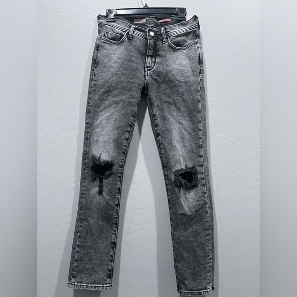 NWT Anthropologie Pilcro Mid-Rise‎ Slim Boyfriend Jeans Sz 26 Gray Distressed - Picture 4 of 7